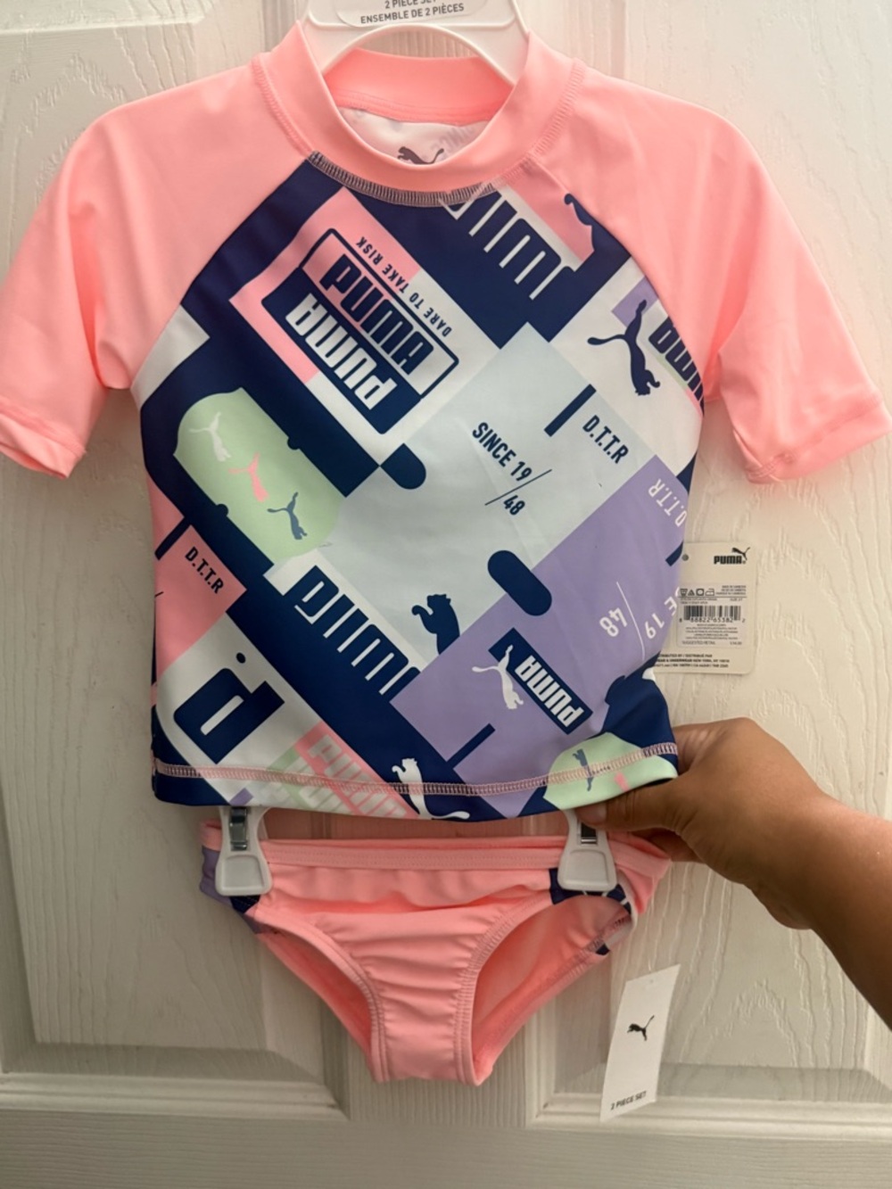 Puma Pink Multicolor Graphic Rash Guard Top - Picture 3 of 5